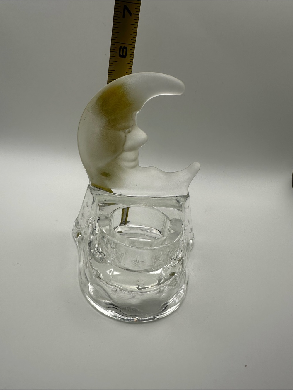 Frosted Glass Celestial Crescent Moon Tea Light Holder Clear - Picture 10 of 10